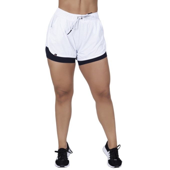 Short Fitness Feminino Dry Com Bolso Orbis Branco