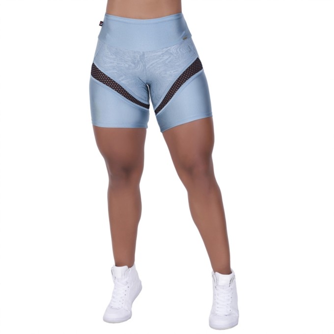 Bermuda Meia Coxa Fitness Recortes Em Tela E Cirrê