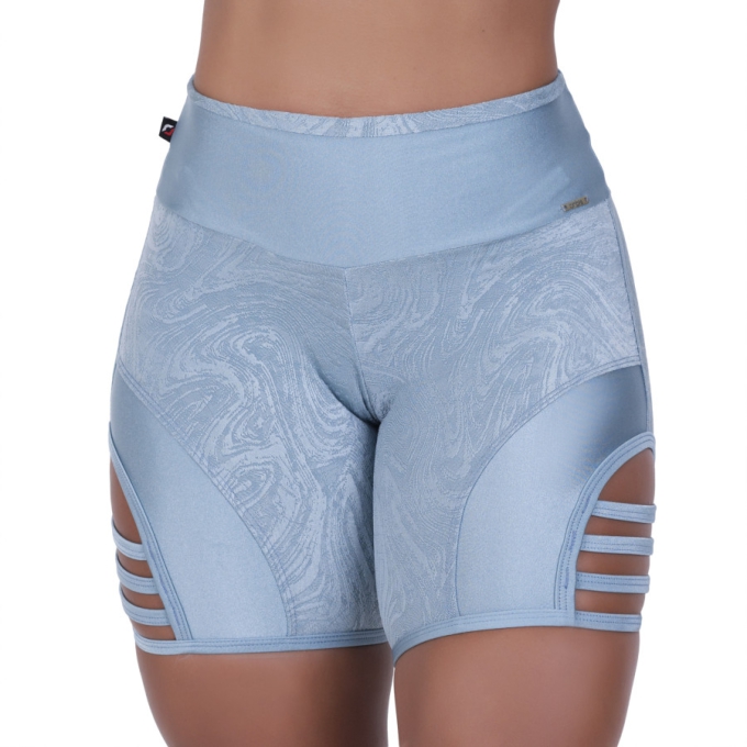 Bermuda Fitness Cirrê Liso e Relevo Detalhes Tiras Late