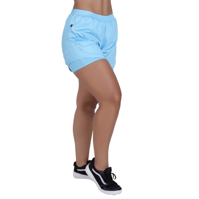 Short Curto Feminino Corrida Com Short Interno Poliamida