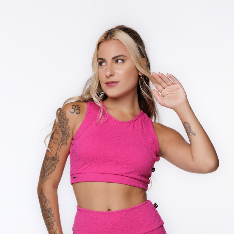 Top Cropped Feminino Poliamida Jacquard Bojo Removível