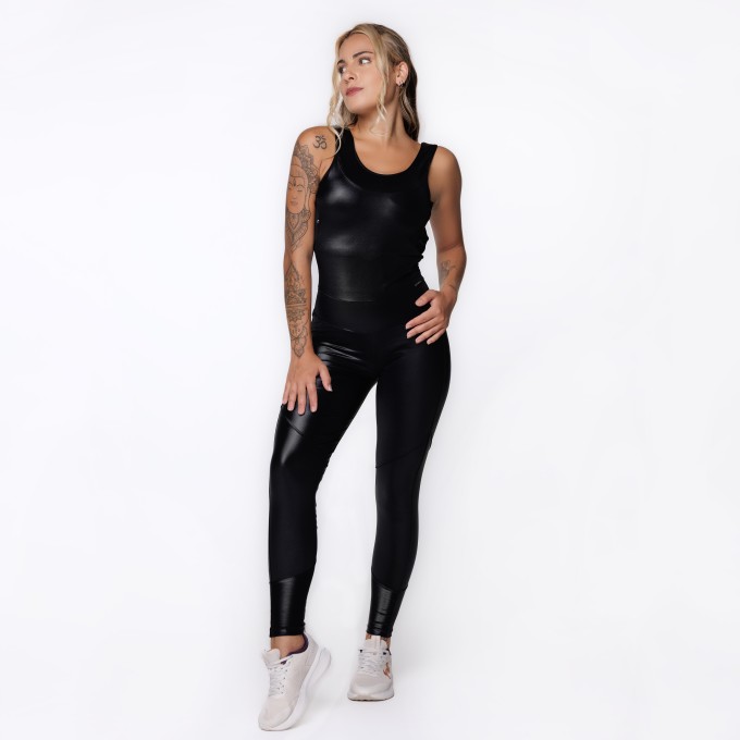 Macacão Fitness Feminino Bojo Costa Cavada Cirrê Poliamida