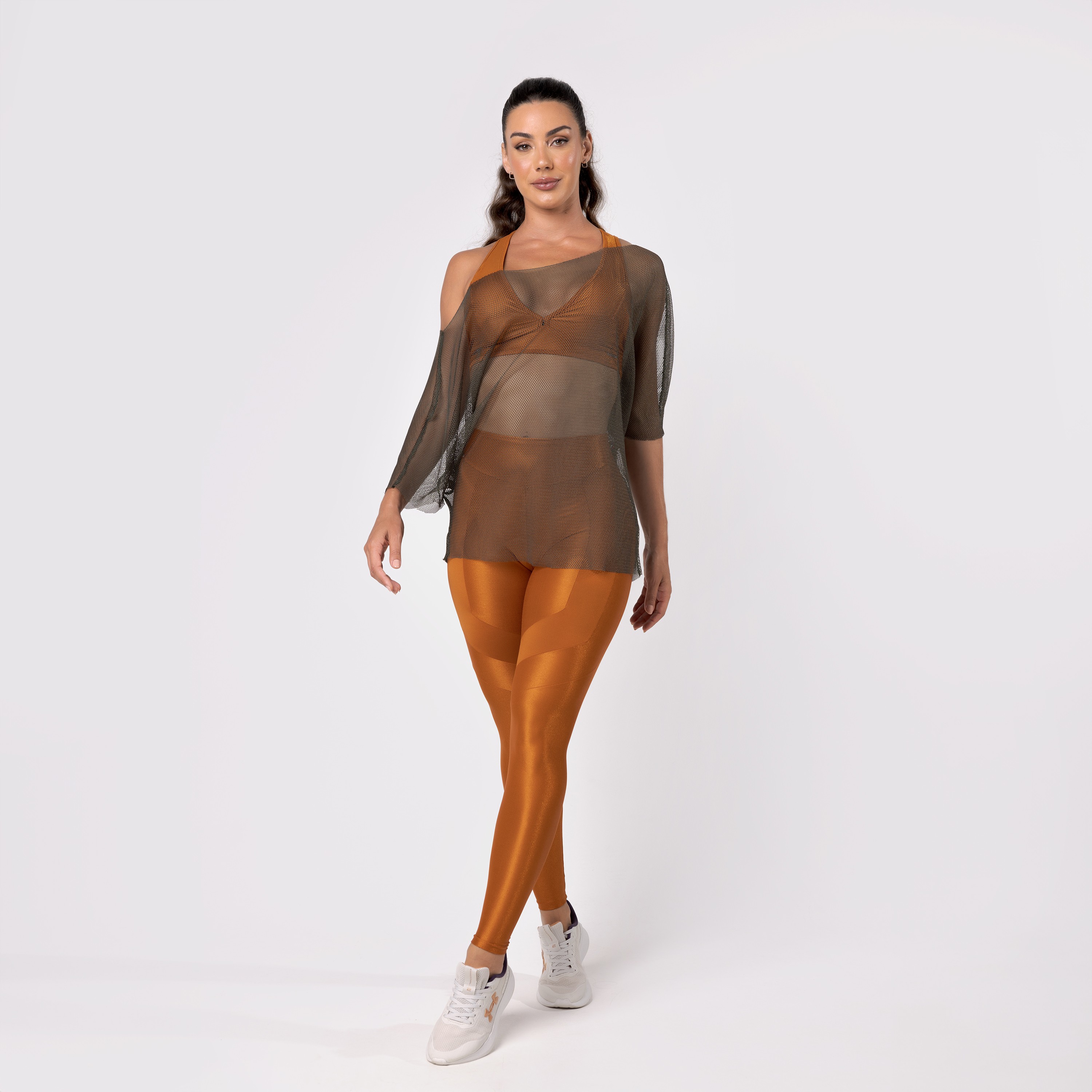 Blusa Tela Transparente Fitness Manga Curta Basica Orbis Fitness