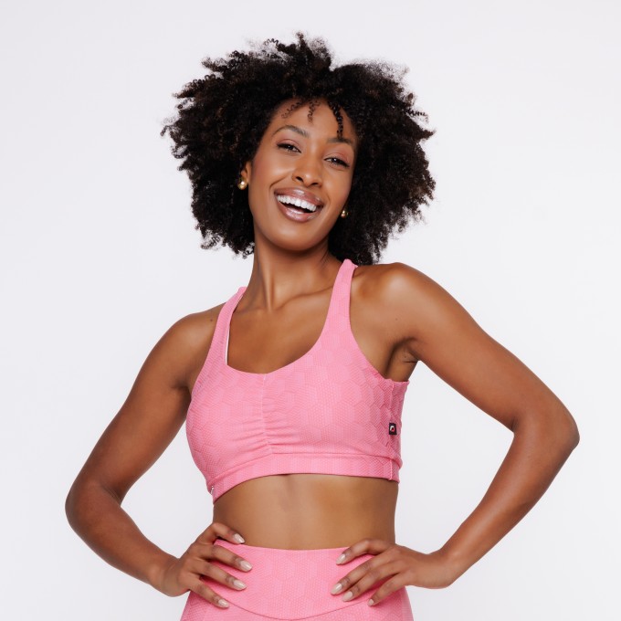 Top Fitness Feminino Alças Largas Cruzado nas Costas Bojo Poliamida