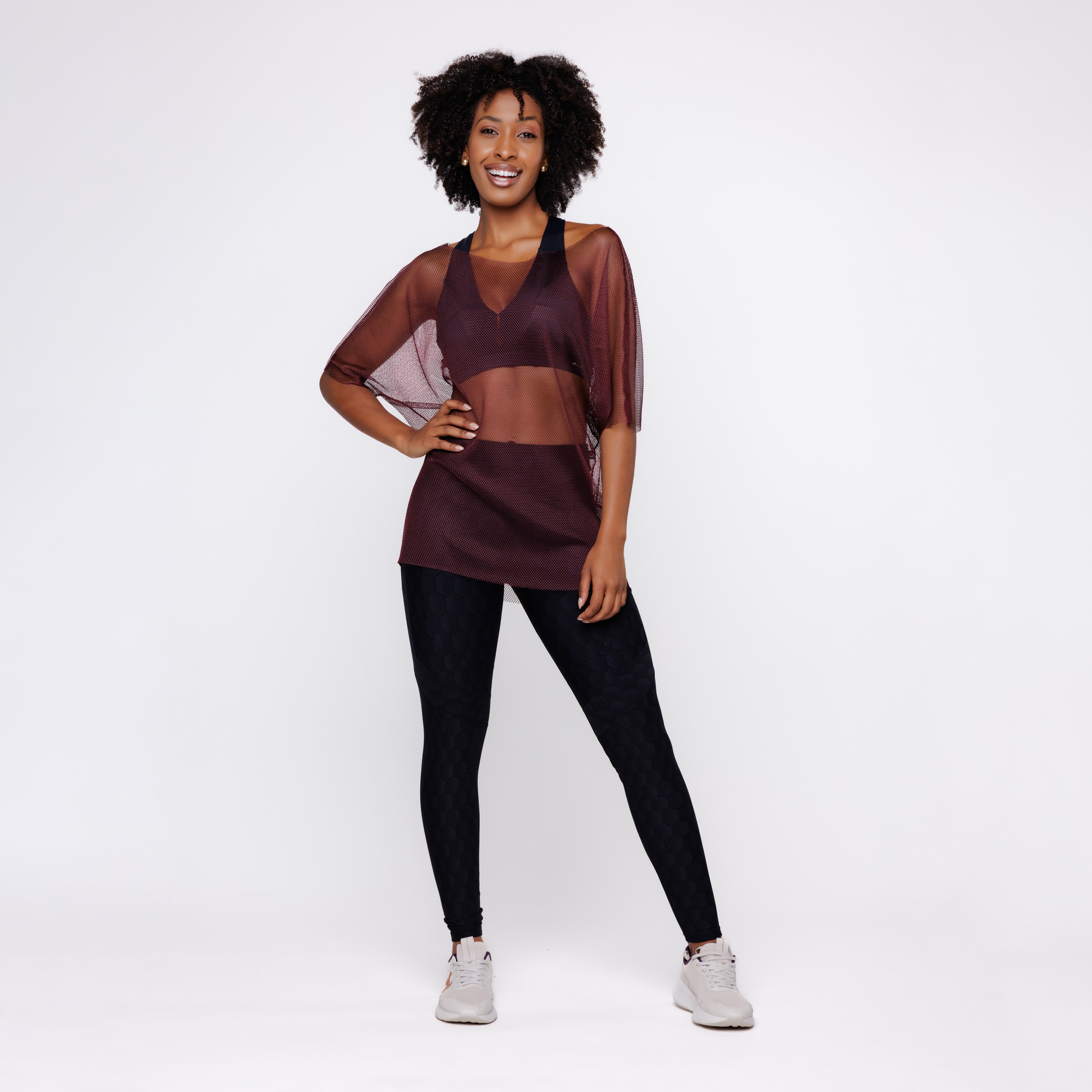 Blusa Tela Transparente Fitness Manga Curta Basica Orbis Fitness