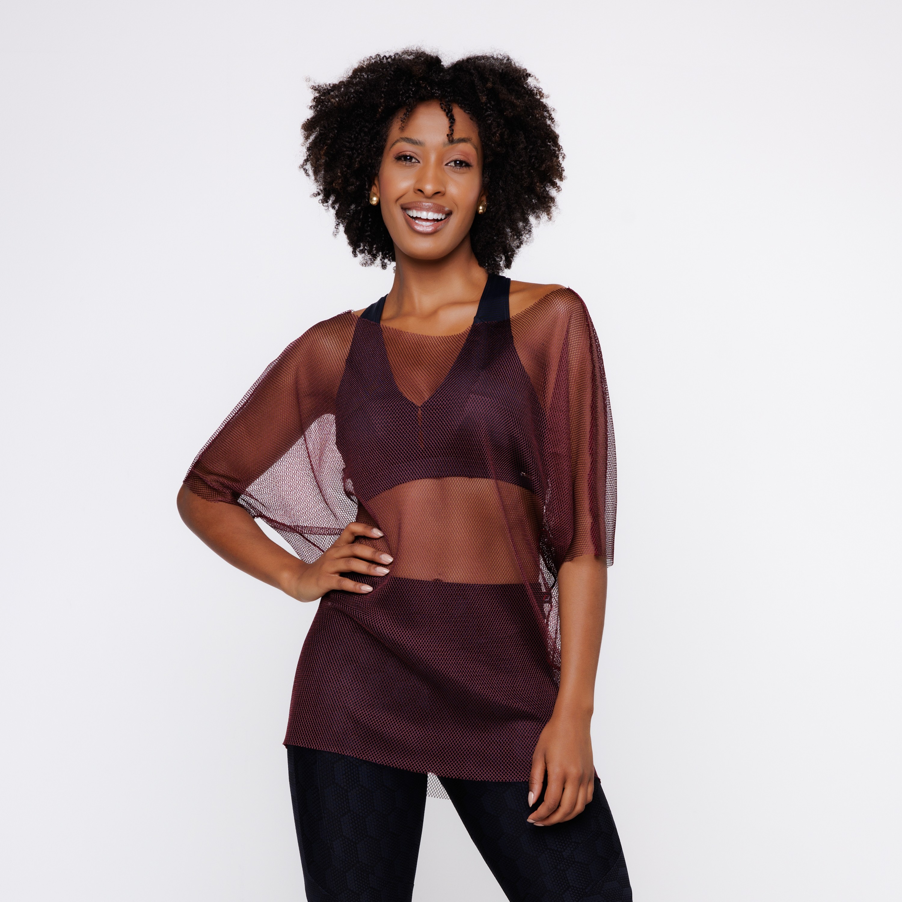 Blusa Tela Transparente Fitness Manga Curta Basica Orbis Fitness