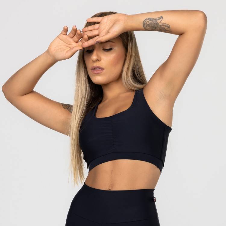 Top Fitness Feminino Bojo Alças Cruzadas Costas Poliamida