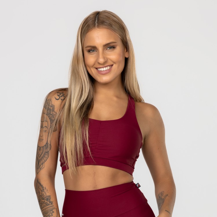 Top Fitness Feminino Bojo Alças Cruzadas Costas Poliamida Compressão
