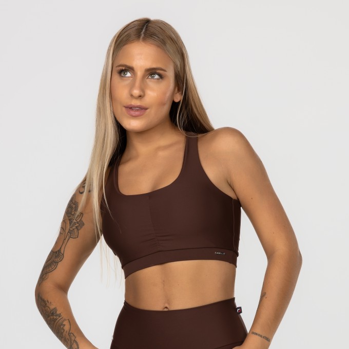 Top Fitness Feminino Bojo Alças Cruzadas Costas Poliamida Compressão