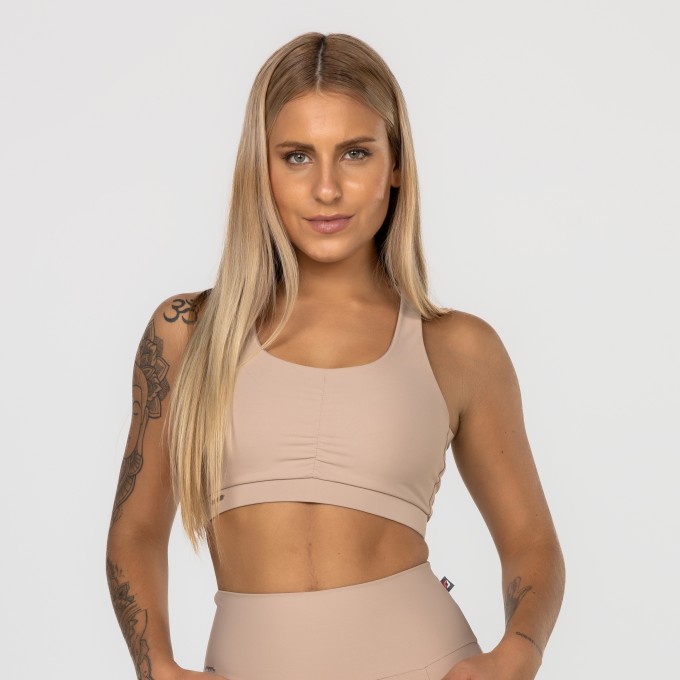 Top Fitness Feminino Bojo Alças Cruzadas Costas Poliamida Compressão