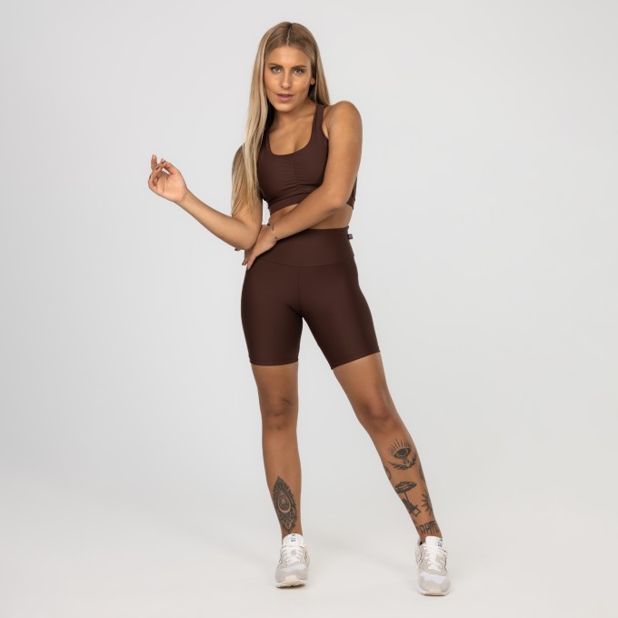 Conjunto Fitness Feminino Bermuda Cós Alto Top Bojo Blackout