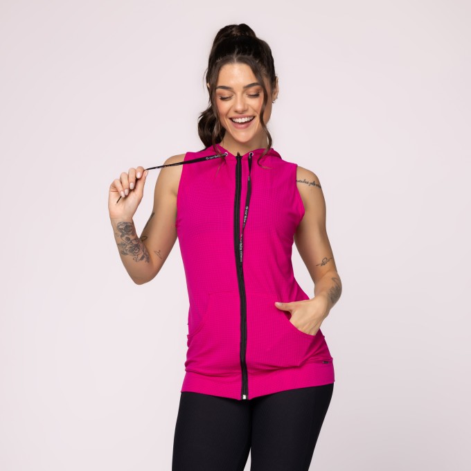 Colete Fitness Dry Bolso E Capuz Com Zíper Unissex Orbi