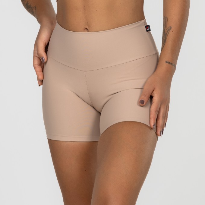 Short Fitness Feminina Cintura Alta Blackout Compressão Poliamida