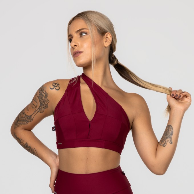 Top Fitness Feminino Bojo Removível Alças Largas 3 Em 1 Poliamida