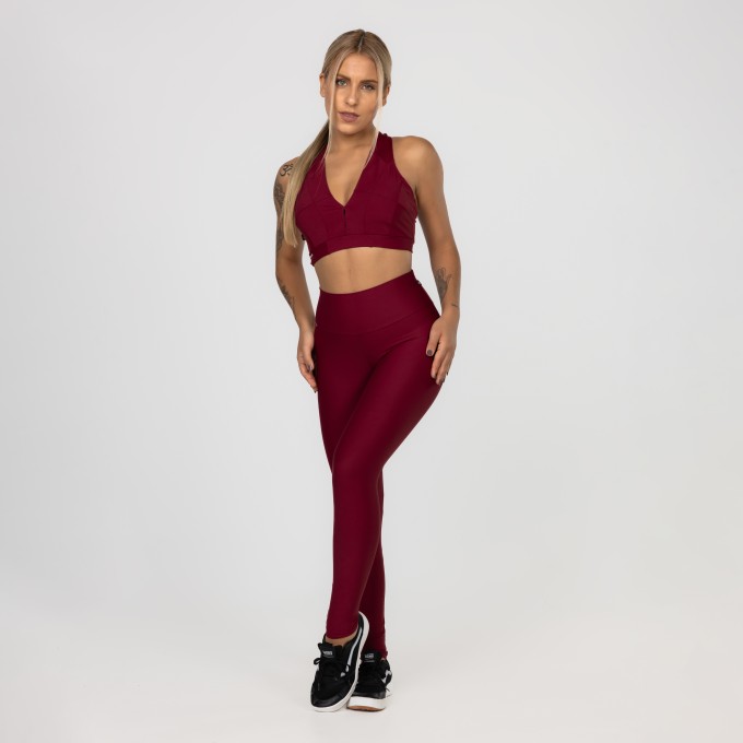 Conjunto calça Legging Cintura Alta e Top 3 em 1 Bojo Blackout