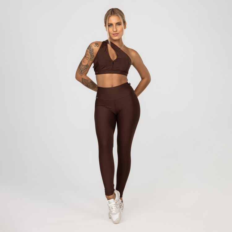 Conjunto calça Legging Cintura Alta e Top 3 em 1 Bojo Blackout