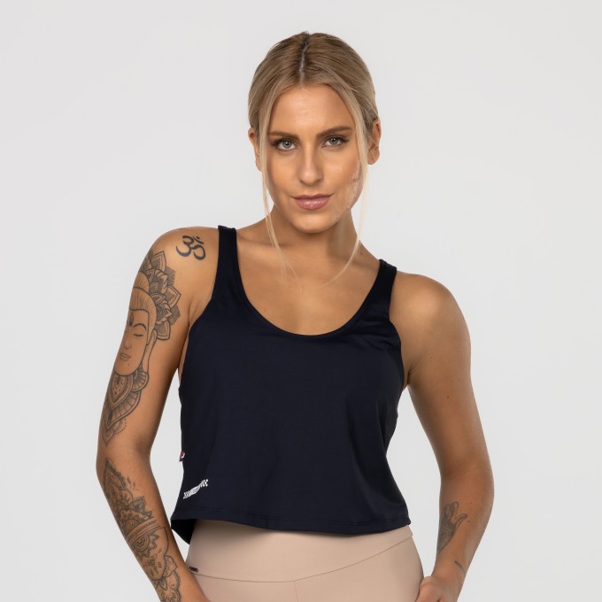 Camiseta Fitness Regata Feminina Curta Toque Gelado Poliamida