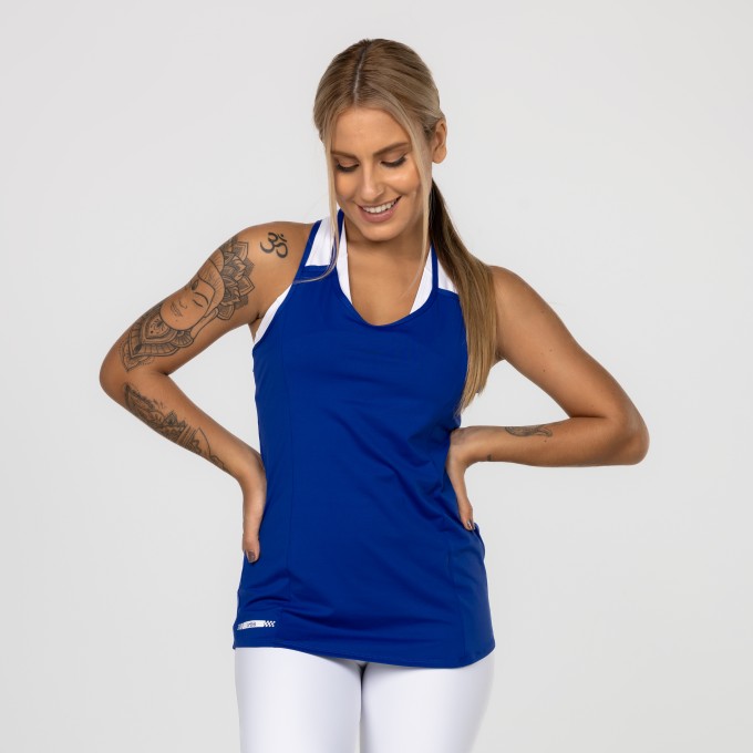 Camiseta Regata Feminina Alças Tiras Dupla Tapa Bumbum Poliamida