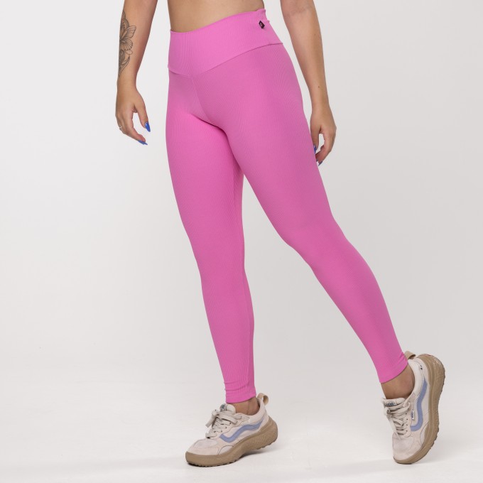 Calça Legging Fitness Feminina Textura Canelado Poliamida