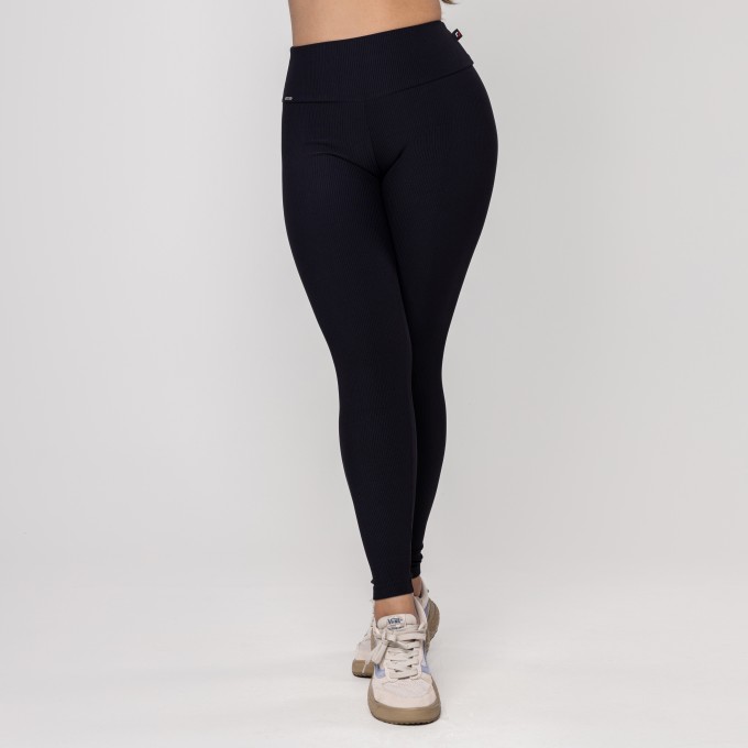 Calça Legging Fitness Feminina Textura Canelado Poliamida