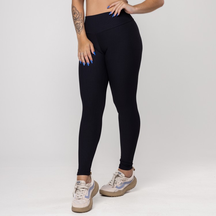 Calça Legging Fitness Feminina Textura Canelado Poliamida
