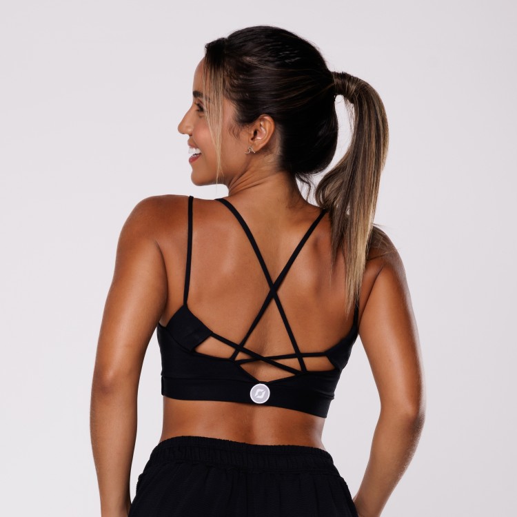 Top Fitness Feminino Decote Alta Compressão Bojo Poliamida Nice