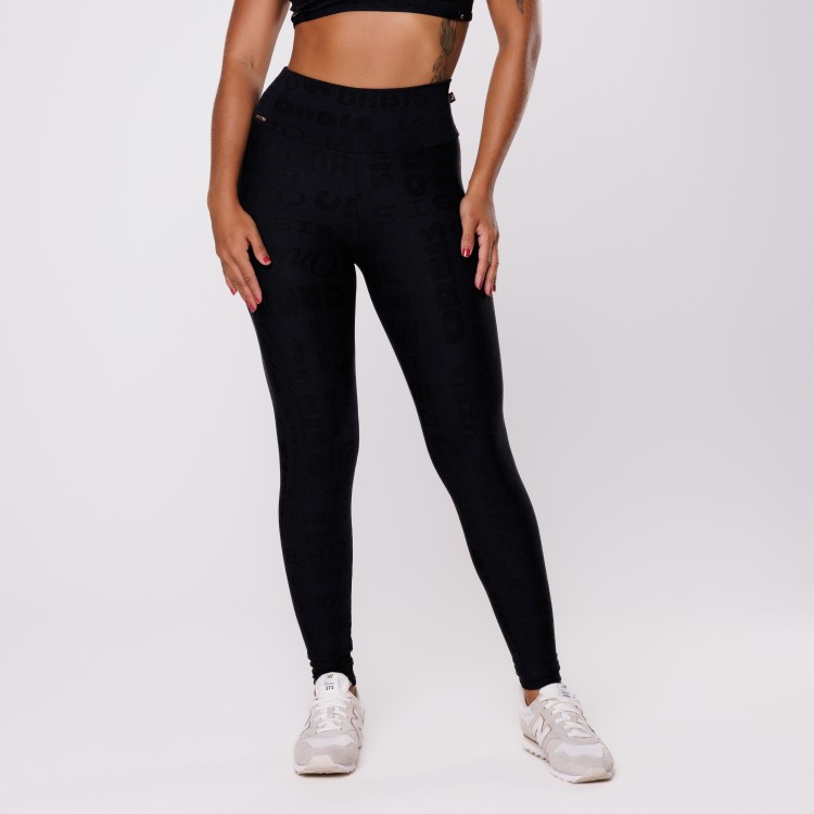 Calça Legging Fitness Cintura Alta Jacquard Poliamida Orbis
