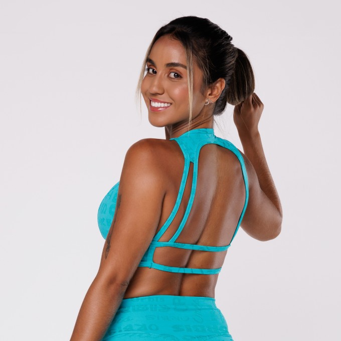 Top Feminino Fitness Devote V Costa com Tiras Bojo Poliamida