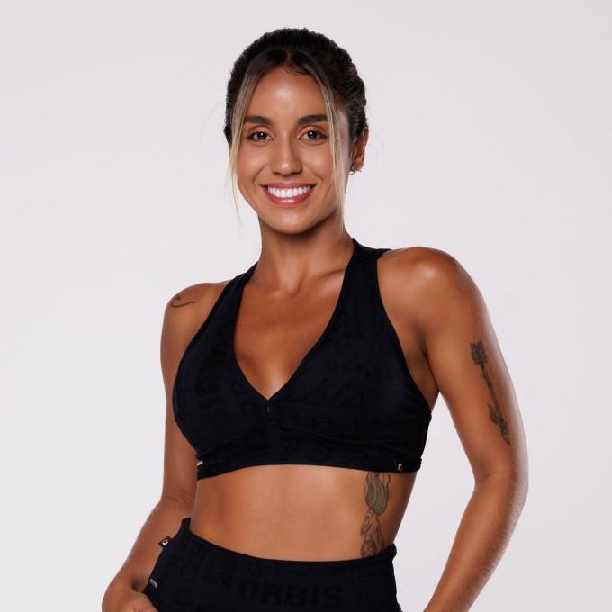 Top Feminino Fitness Devote V Costa com Tiras Bojo Poliamida