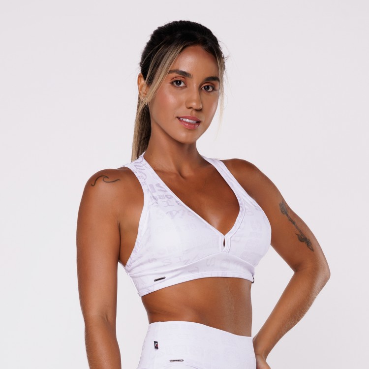 Top Feminino Fitness Devote V Costa com Tiras Bojo Poliamida
