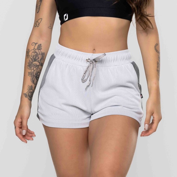 Short Corrida Feminino Dupla face com Short Interno Cadarço