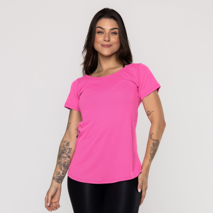 Blusa Fitness Feminina Tapa Bumbum Gola Redonda Manga Curta