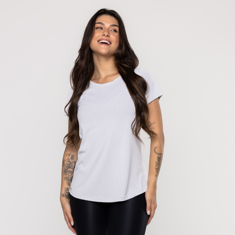 Blusa Fitness Feminina Tapa Bumbum Gola Redonda Manga Curta