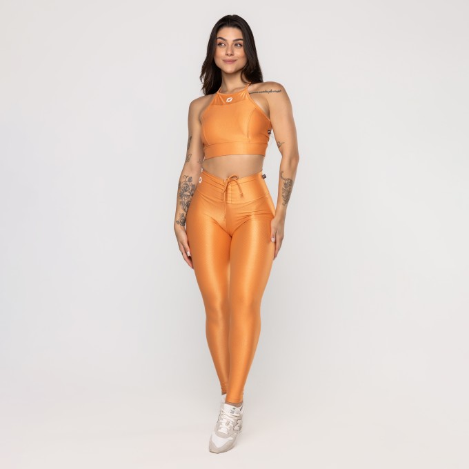 Calça Legging Fitness Feminina Cadarço Cós Poliamida