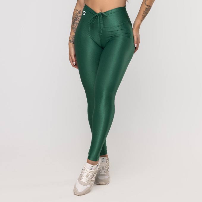 Calça Legging Fitness Feminina Cadarço Cós Poliamida