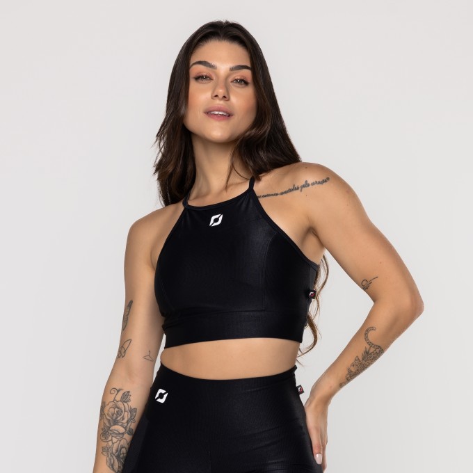 Top Cropped Fitness Frente Única Com Bojo