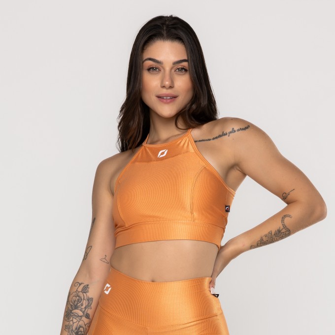 Top Cropped Fitness Frente Única Com Bojo