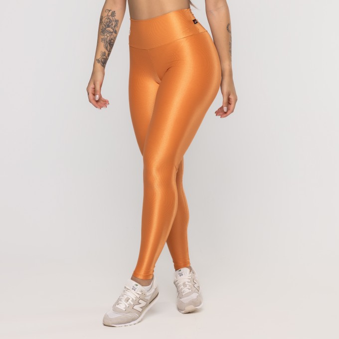 Calça Legging Fitness Feminina Cós Alto Poliamida Acetinado