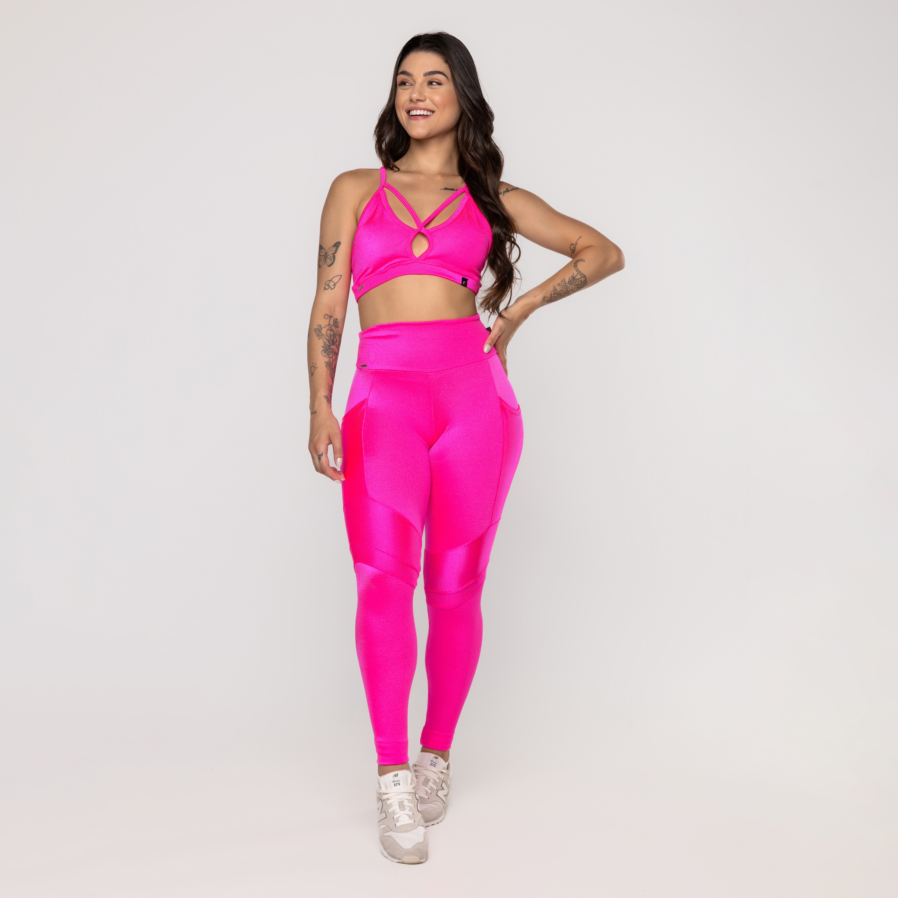 Calça Legging Fitness Feminina Bolso Recortes Poliamida - Orbis