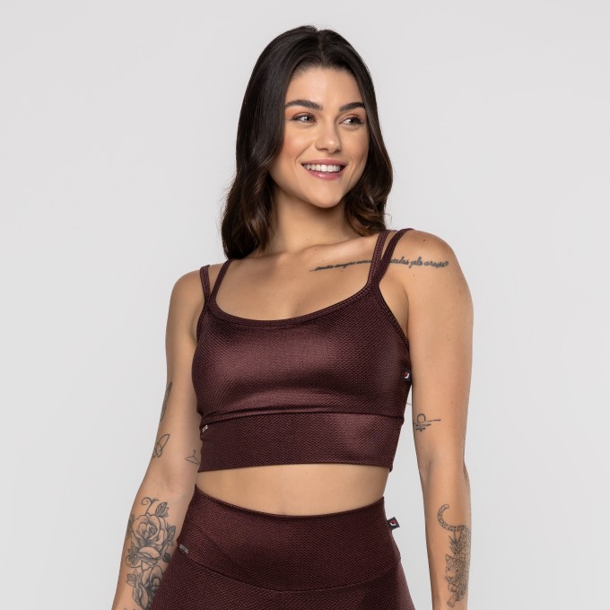 Top Fitness Camisetinha Feminino Bojo Texturizado Poliamida