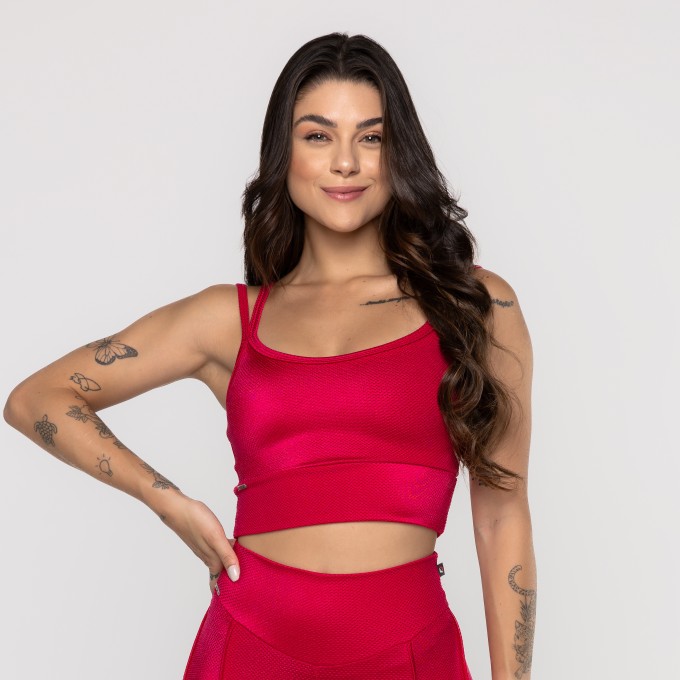 Top Fitness Camisetinha Feminino Bojo Texturizado Poliamida