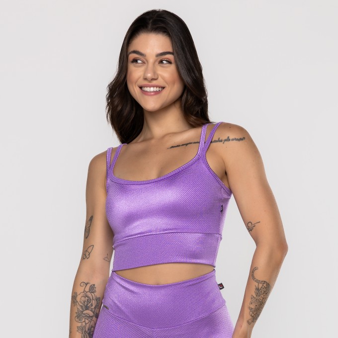 Top Fitness Camisetinha Feminino Bojo Texturizado Poliamida