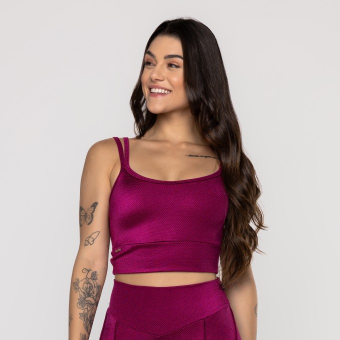 Top Fitness Camisetinha Feminino Bojo Texturizado Poliamida
