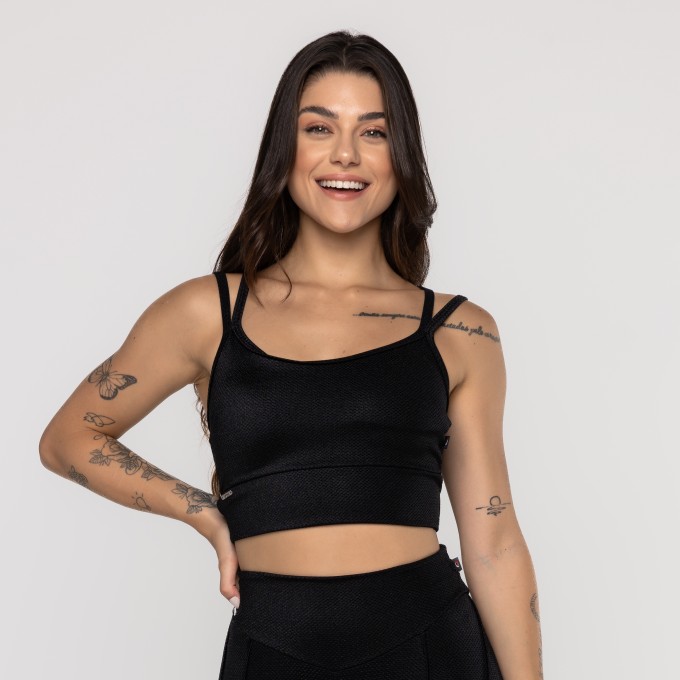 Top Fitness Camisetinha Feminino Bojo Texturizado Poliamida