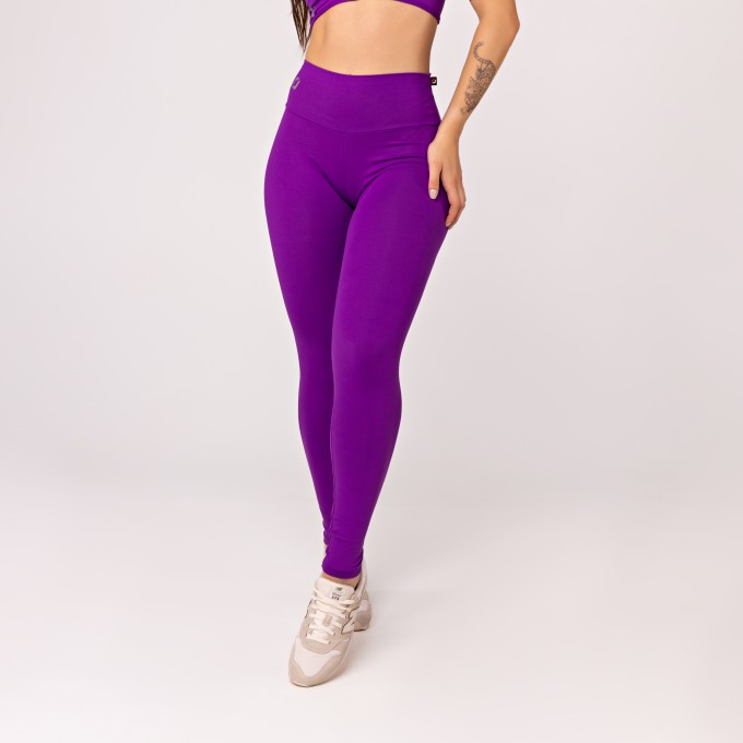 Calça Legging Feminina Lisa Cintura Alta Poliamida UV+