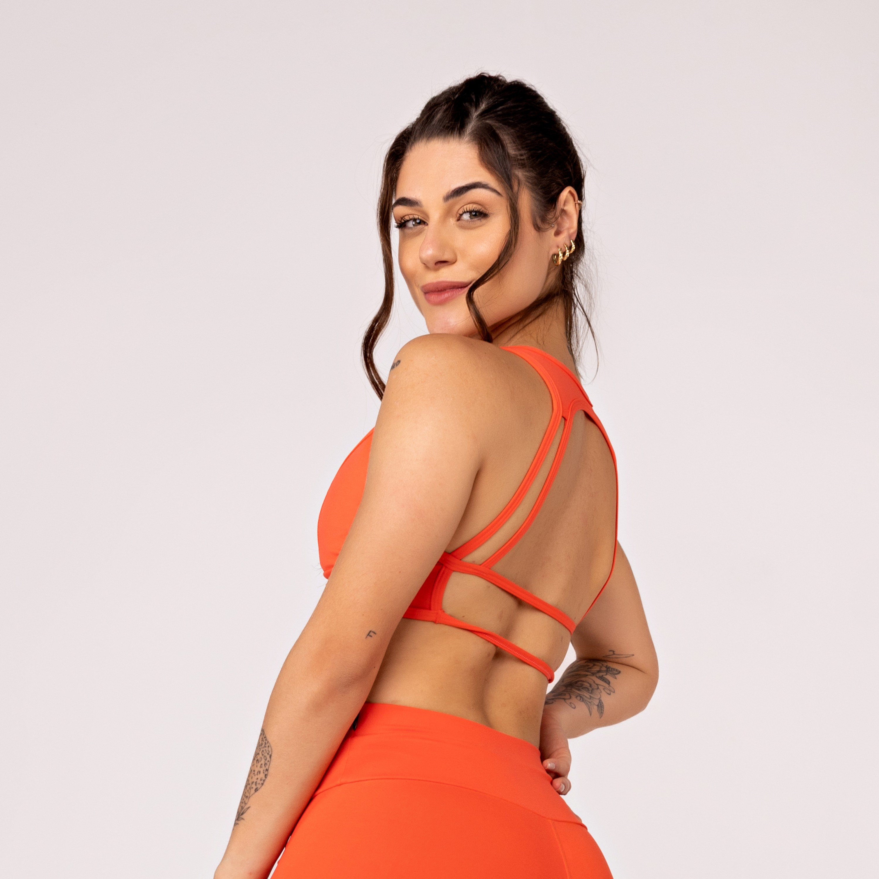 Top Fitness Feminino Decote V Costas Tiras Poliamida - Orbis Fitness