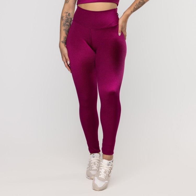 Calça Legging Fitness Feminina Cintura Alta Textura Brilho