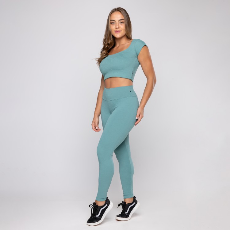 Conjunto Legging Fitness Feminina + Cropped Poliamida Bojo