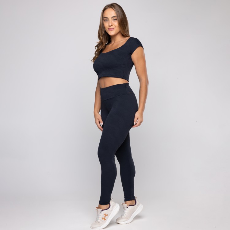 Conjunto Legging Fitness Feminina + Cropped Poliamida Bojo