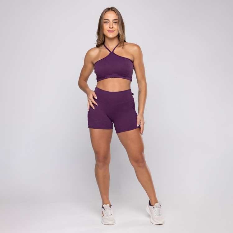Conjunto Short Bolso Fitness Feminina + Top Poliamida Bojo